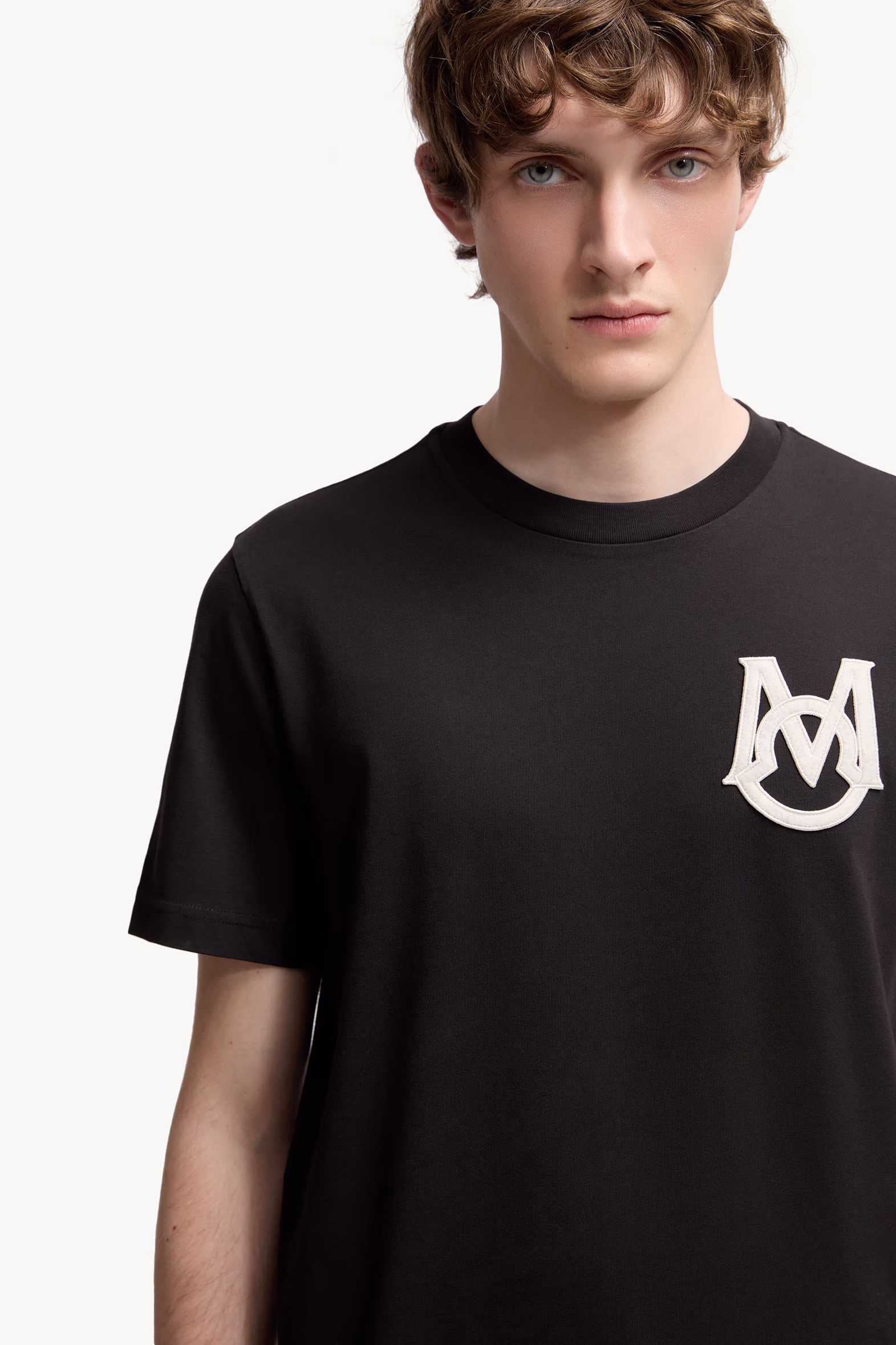 T-shirt en coton à monogramme Hommes Noir Moncler 6